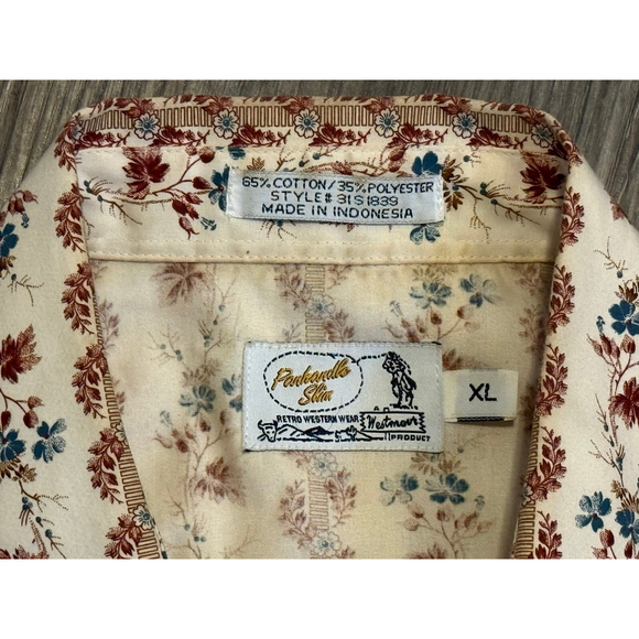 Panhandle Slim Mens Western Floral Pearl Snap Short Sleeve Yoke Cowboy Sz XL - Picture 6 of 7